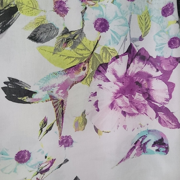 Sleeveless Hummingbird Blouse|Women's Medium|Black Lace, Purple and Green Detail - Picture 3 of 5